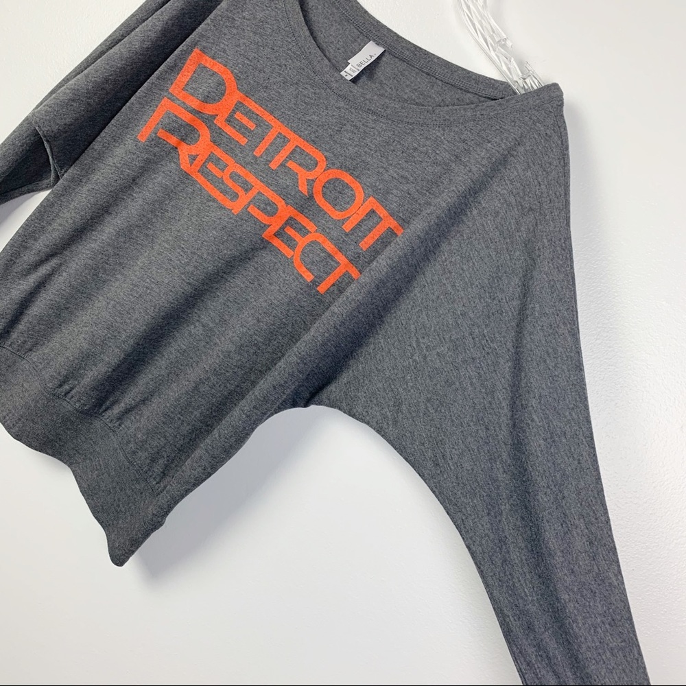 Detroit Respect Graphic Dolman Sleeve Gray M D8
